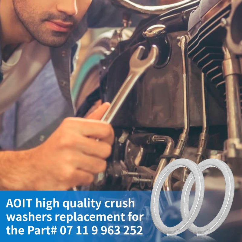 AOIT M16 Oil Drain Plug Gaskets Crush Washers Seals Rings Fit for BMW Motorcycle, Replacement for The Part # 07119963252, 07119963251, 07119963259, 803916010, ACWM16, 10 Pack - Image 4